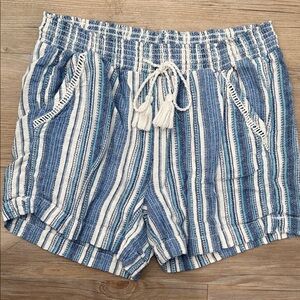 Briggs New York Blue & White Striped High-Waist Drawstring Shorts